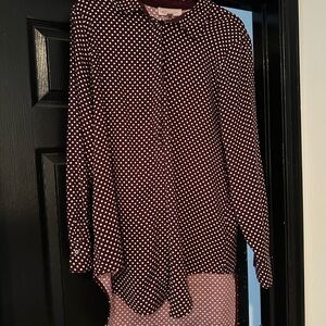 Philosophy Burgundy Polka Dot Button Down Shirt
